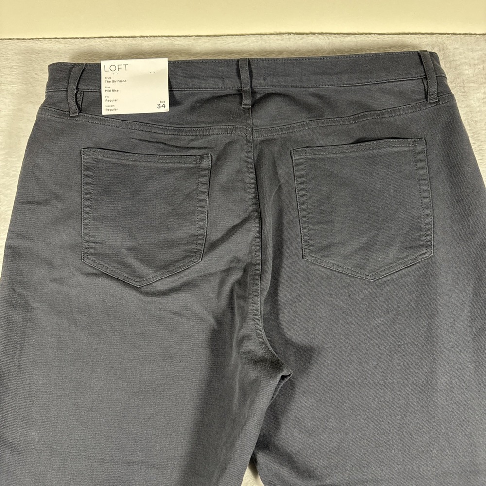 Loft Made & Loved Girlfriend Mid Rise Size 34 18 Dark Grey Pants NWT - Picture 15 of 16